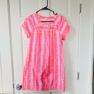 Gap Cotton Shift Dress XS Pink and White neon tie dye with pockets! NEW …